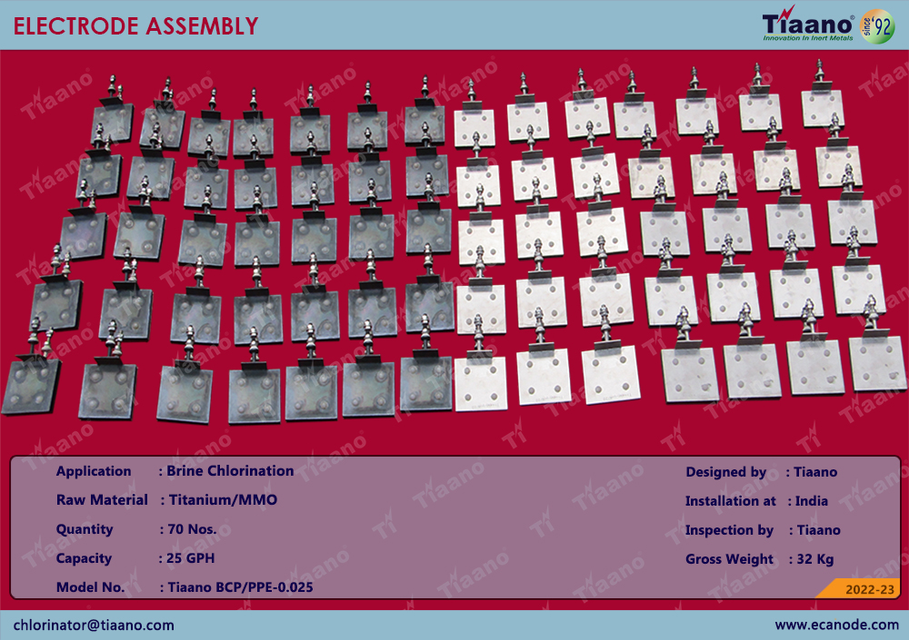 Manufacture and Supply of Electrode Assembly 25 GPH for Brine Chlorination