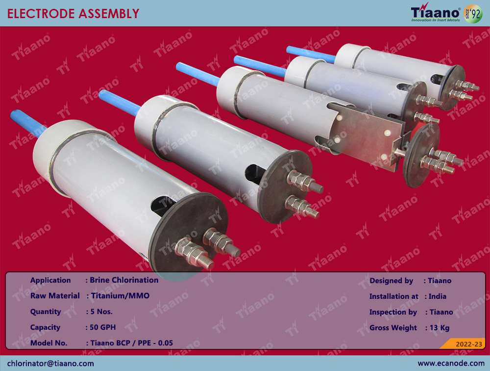Tiaano Manufacture and Supply of Electrode Assembly 50 GPH for Brine Chlorination